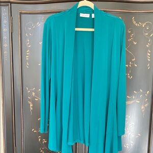 Susan Graver Teal Open Front Cardigan